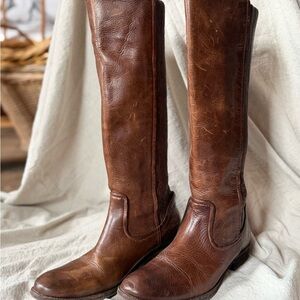 Frye Cognac Leather Knee High Pull on Boot -Woman’s 8.5